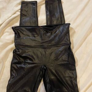 SPANX Shiny Black High-Waisted Leggings